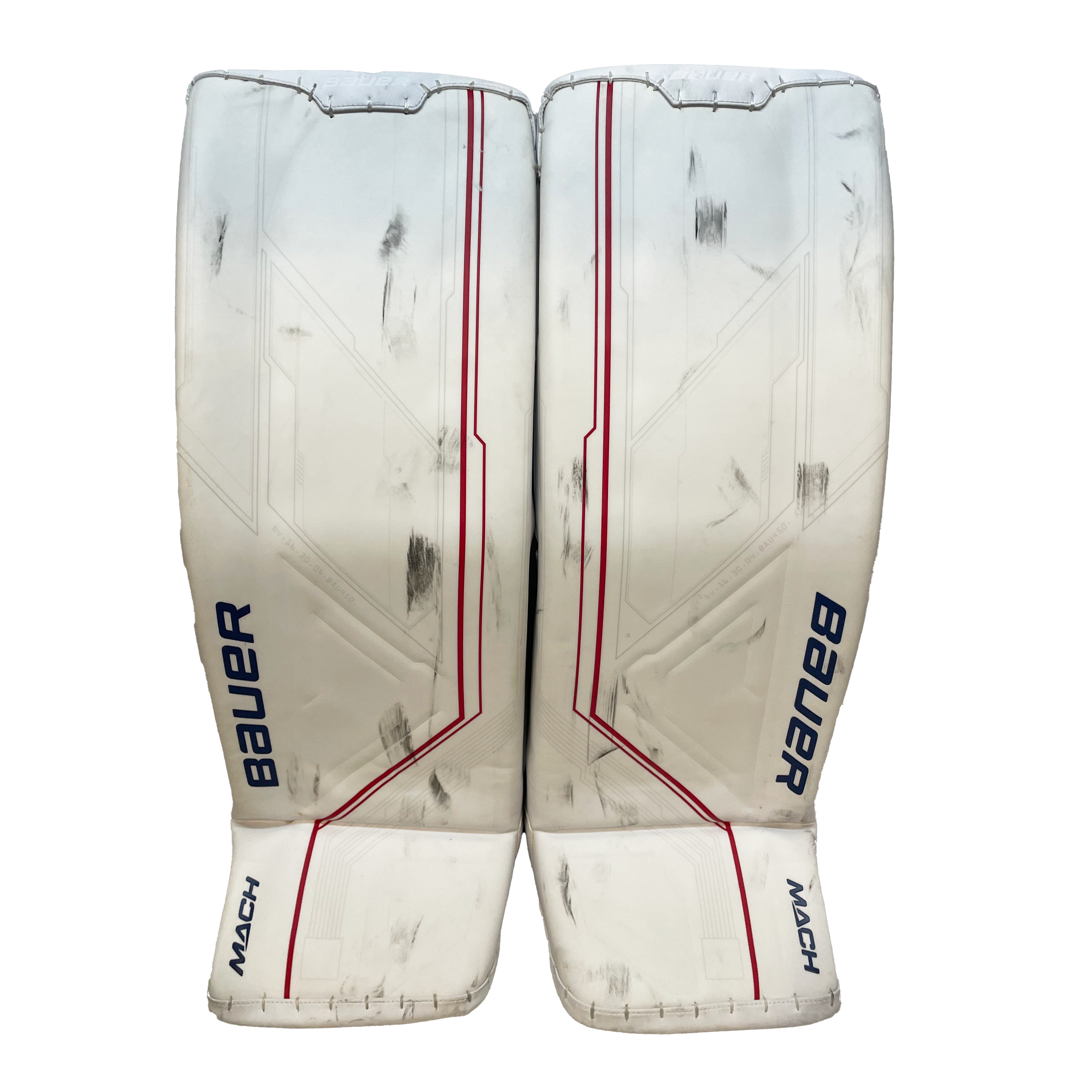 Bauer Supreme Mach - Ensemble de protections Jake Allen NHL Pro Stock d'occasion - Canadiens de Montréal (blanc/rouge/bleu)